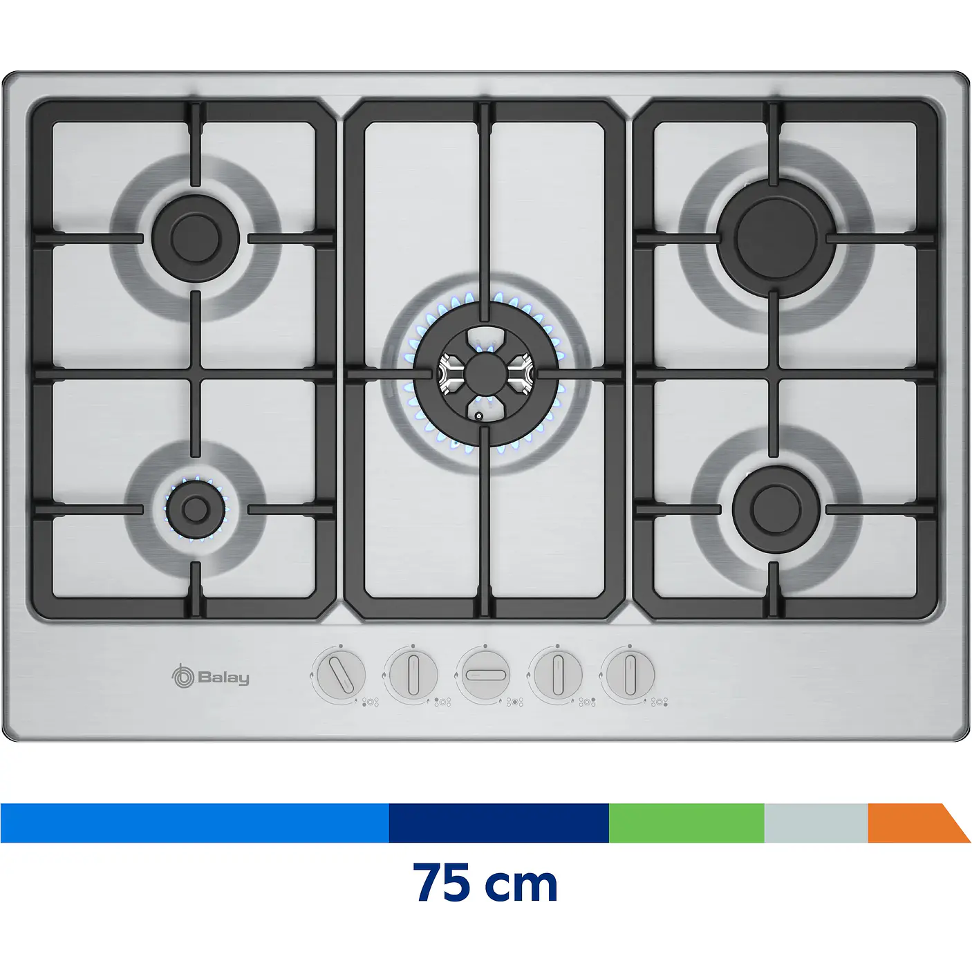 Placa de Gas BALAY Acero 75 cm · 3ETX576CB 6