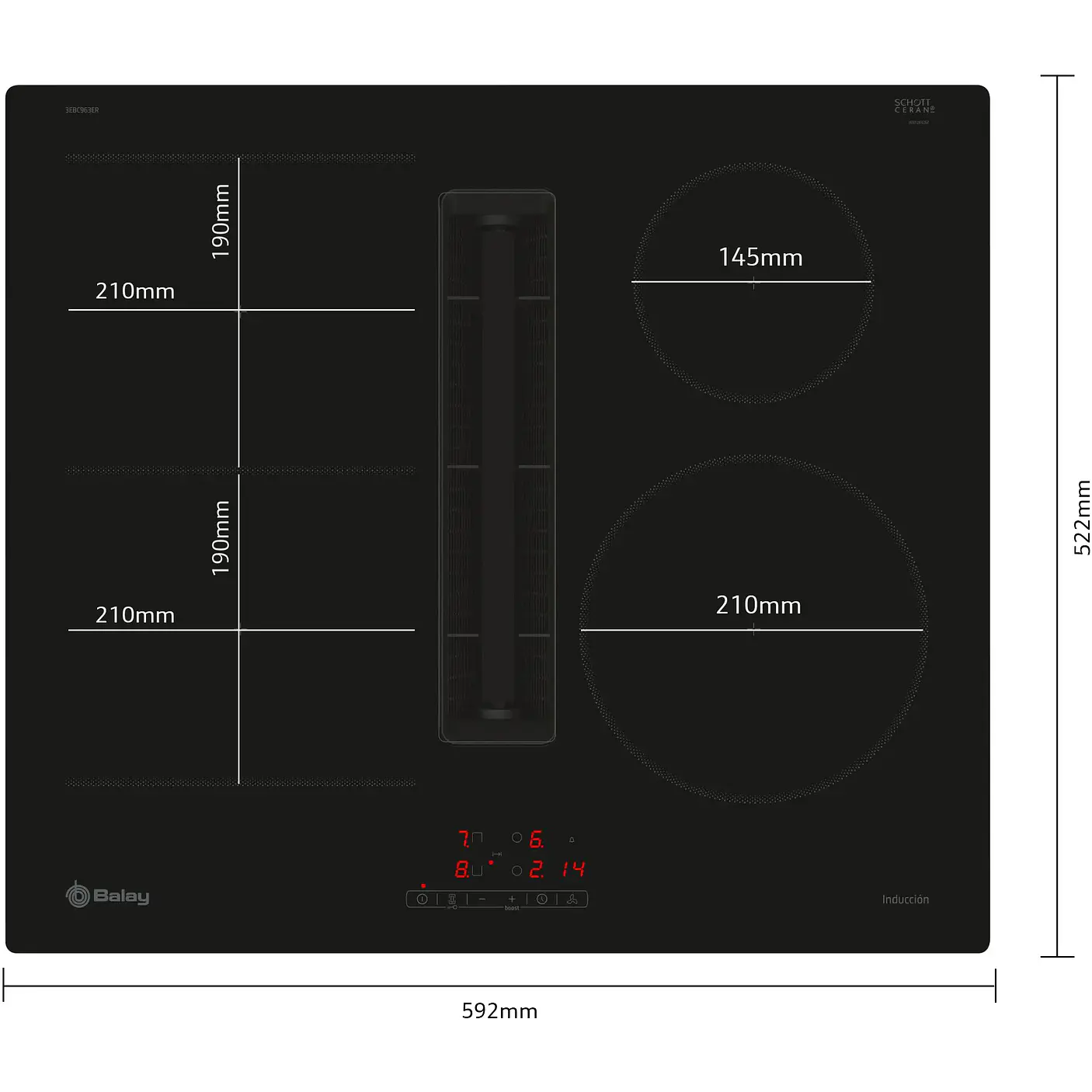 Placa de Inducción con Extractor Integrado BALAY 60 cm · 3EBC963ER 5