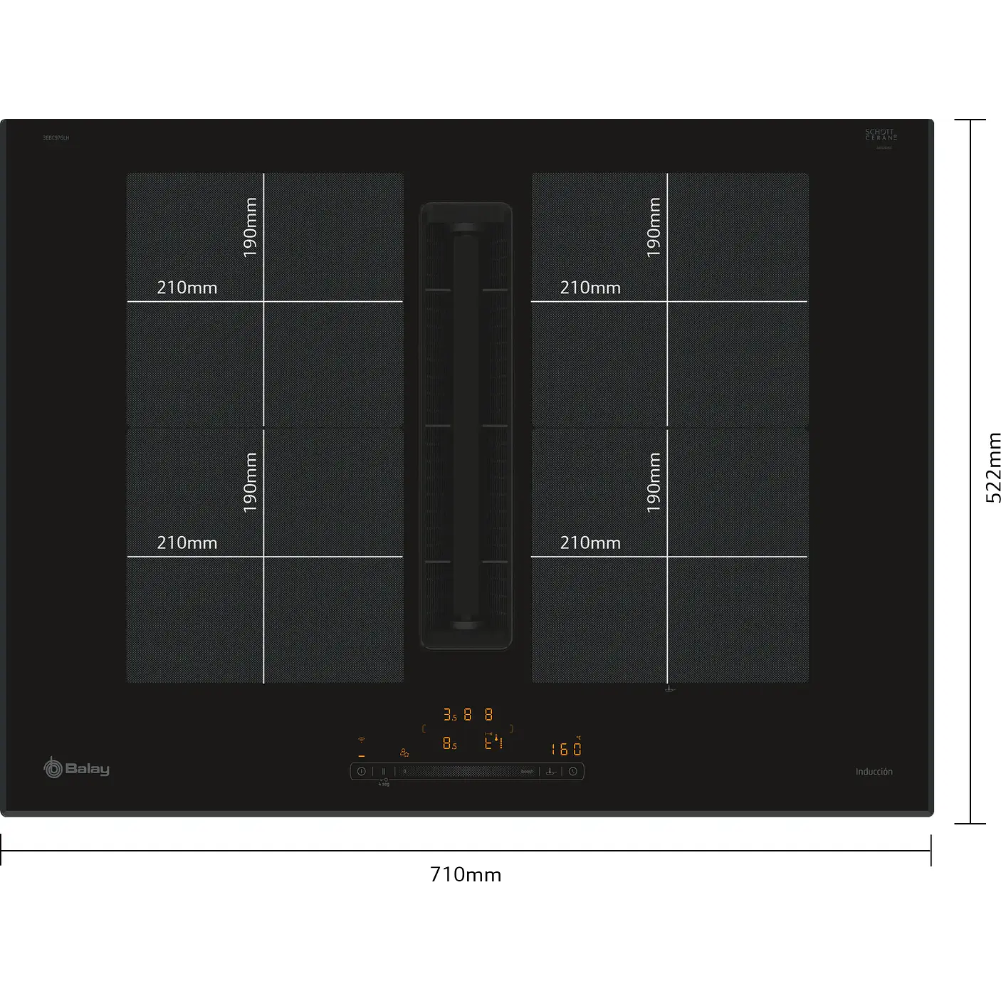 Placa de Inducción con Extractor Integrado BALAY 70 cm · 3EBC976LH 5