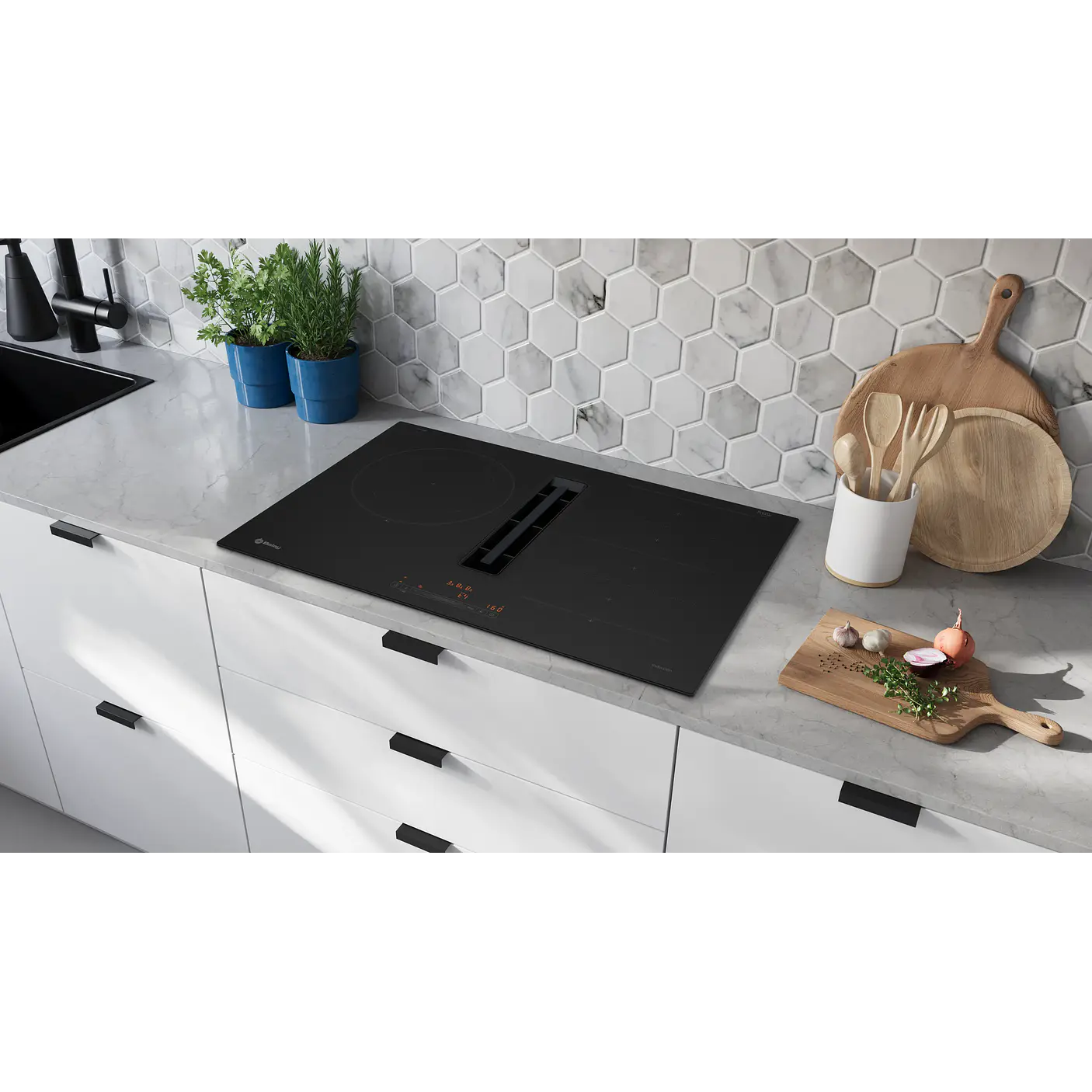 Placa de Inducción con Extractor Integrado BALAY 80 cm Negro Mate · 3EBC989MH 3