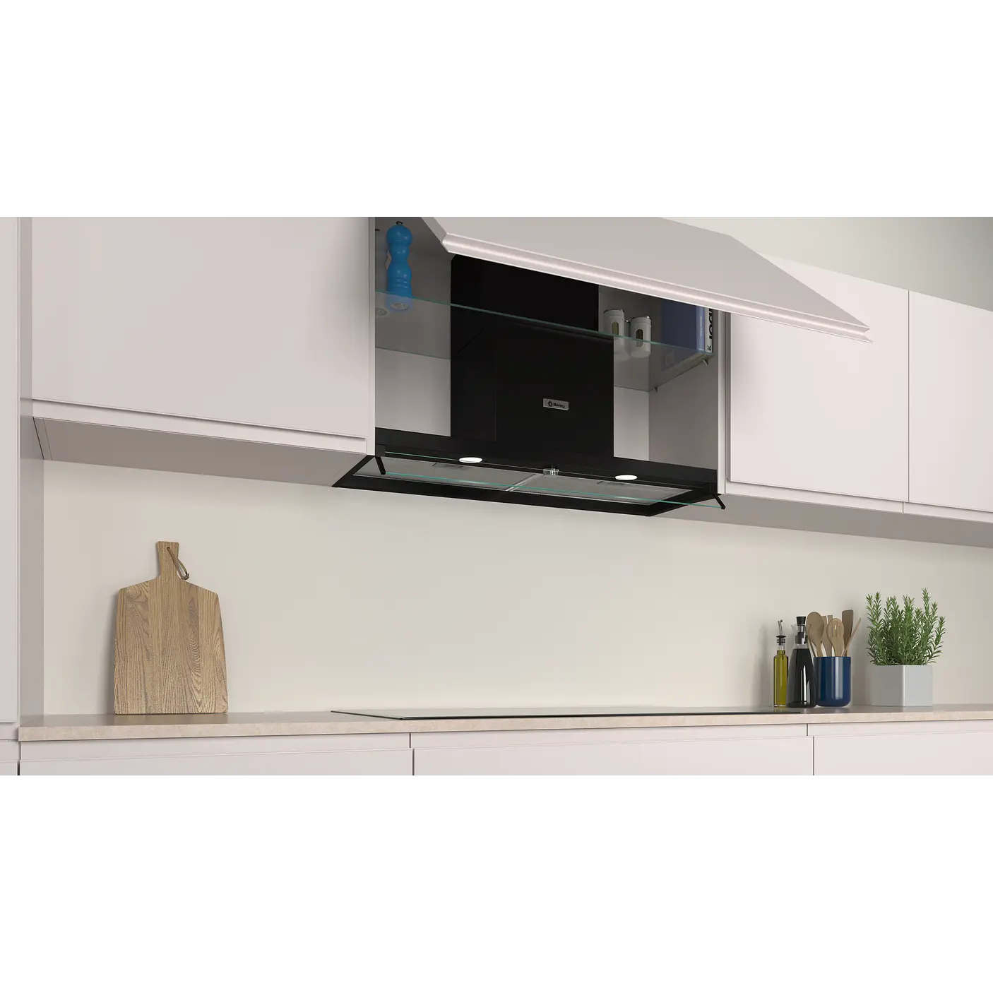 Campana decorativa integrable 90 cm Cristal transparente, Negro mate - BALAY 4
