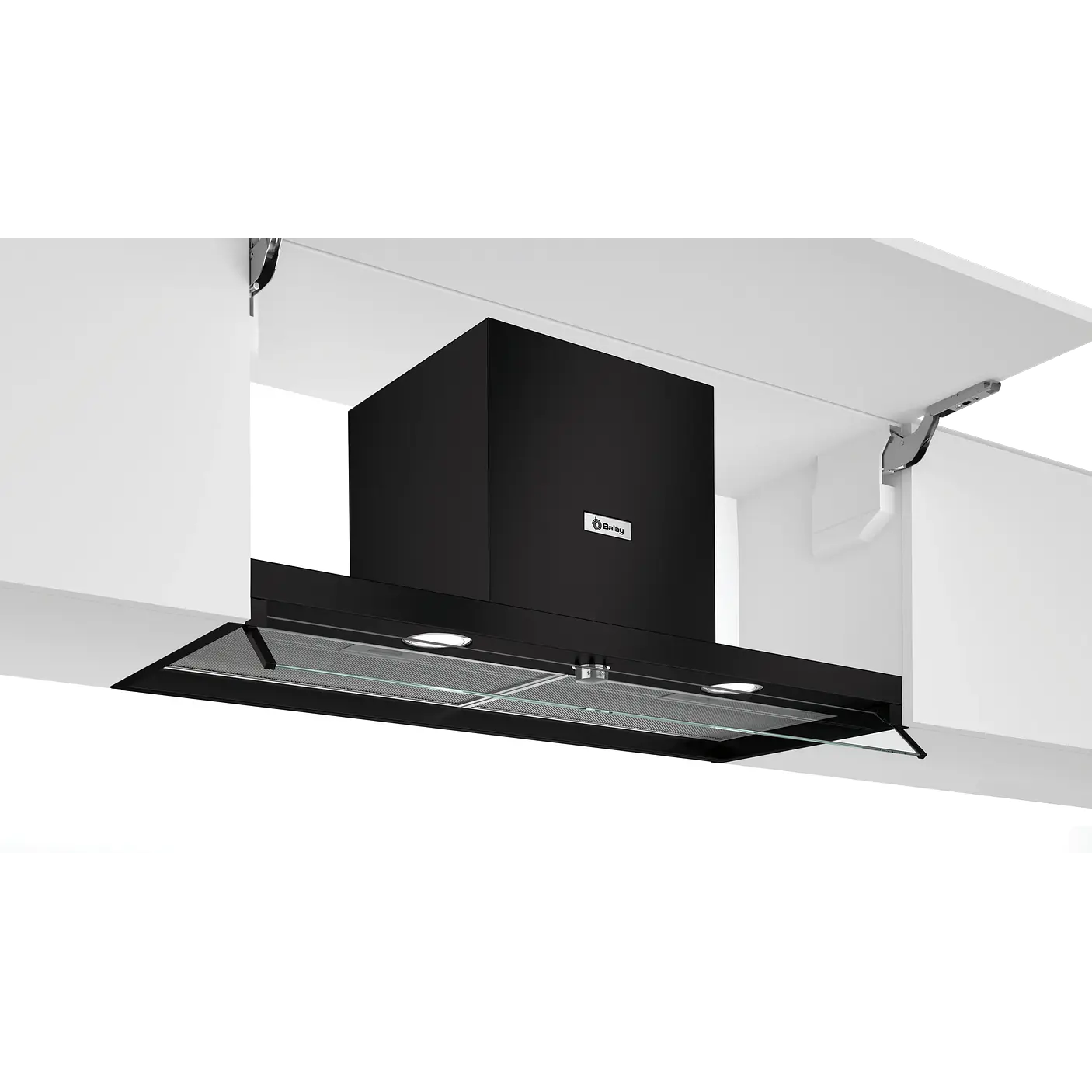 Campana decorativa integrable 90 cm Cristal transparente, Negro mate - BALAY 1