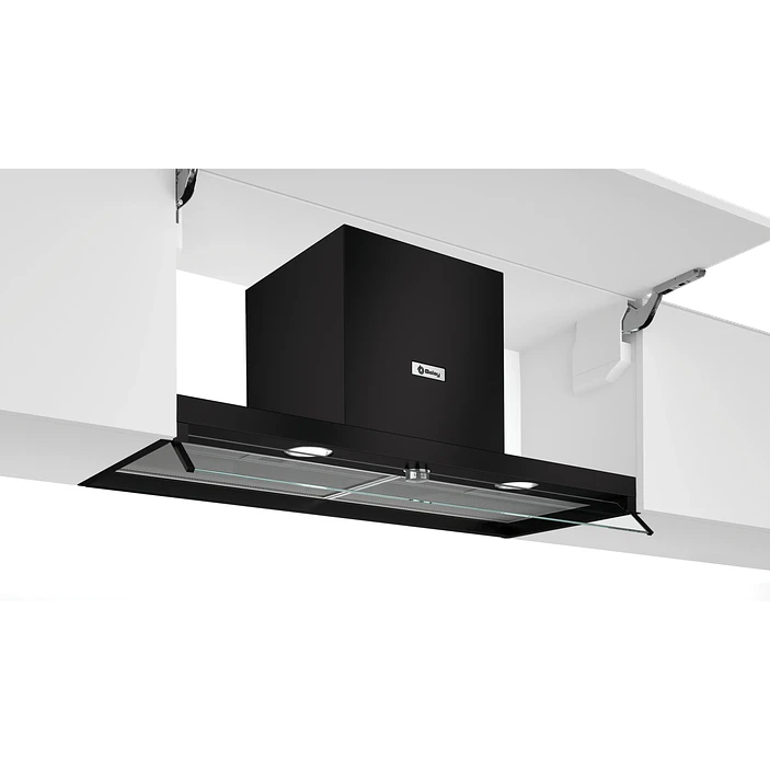 Campana decorativa integrable 90 cm Cristal transparente, Negro mate - BALAY 1