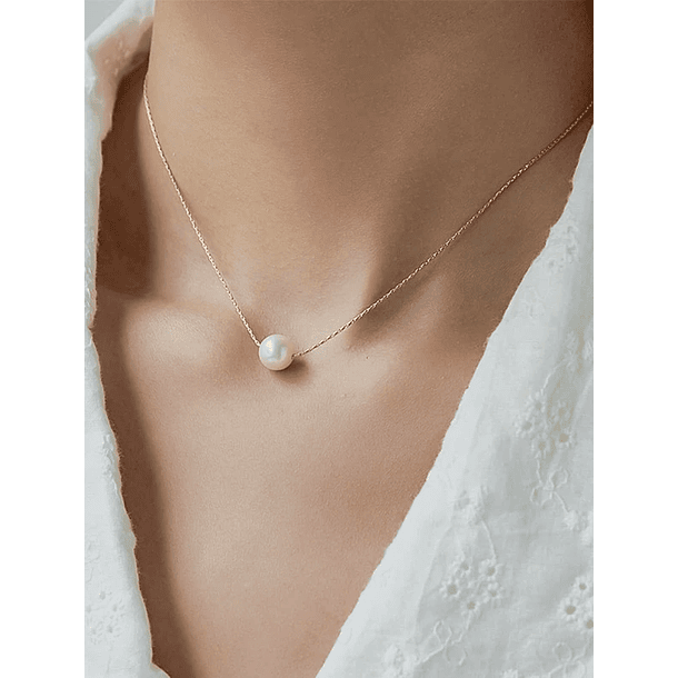 Collar de plata con baño de oro con una Perla-5x5mm 