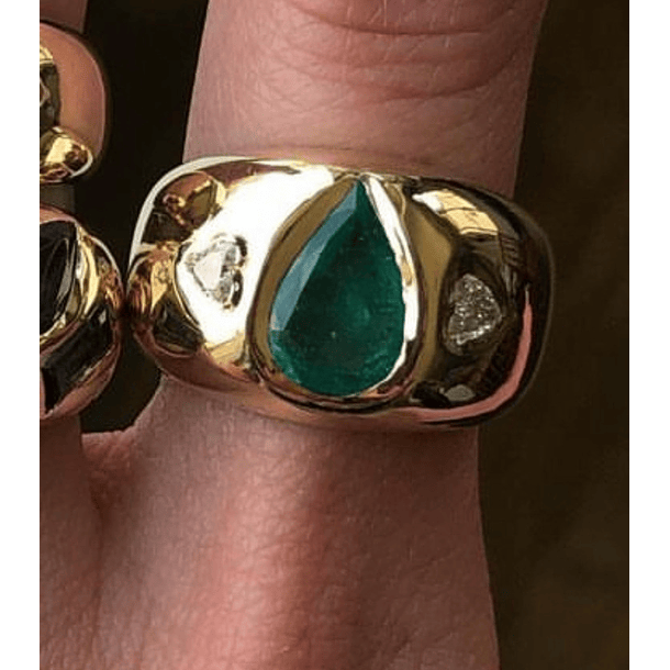 Anillo talla 7 con plata y baño de oro con aguamarina corte pera 9.9x7x4.1mm 