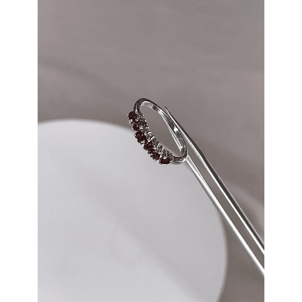 Anillo churumbela con Grabate Rojo-c/redondo-calidad AAA-Plata Ley925 