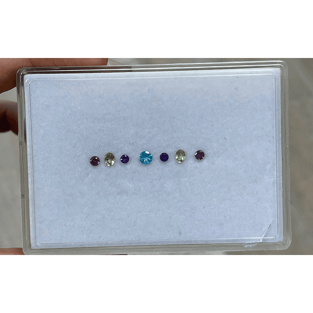 SET PUNTO AZUL- PARAIBA- AMATISTA- PERIDOTO-GRANATE RODOLITA 