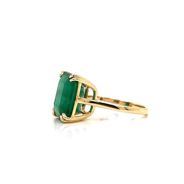 Anillo solitario en oro amarillo de 14k con topacio blanco corte octágono de 12x10mm, talla 6 