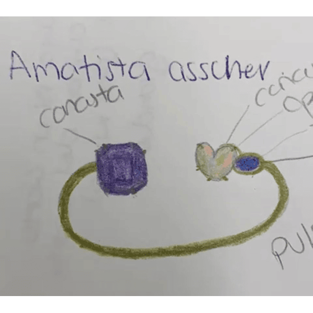  Brazalete con amatista asscher, ópalo y tanzanita en plata con baño de oro amarillo 