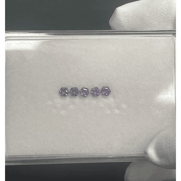 Set Media churumbela 5 Amatistas Hexágono AAA 0.30ct 4.5X4.5mm 