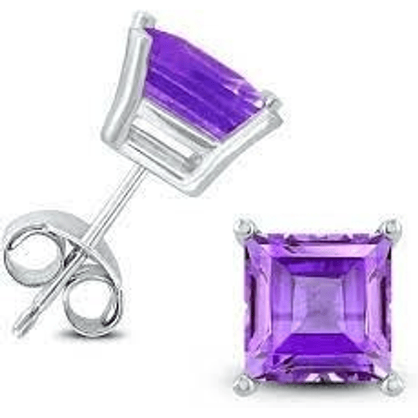 Aretes con par de Topacio Azul- octágono-3.75ct-7.9x5.8x4mm-AAA en oro amarillo de 14k  