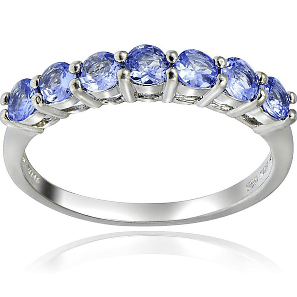 Media churumbela oro blanco 14k con aguamarinas de 3mm  