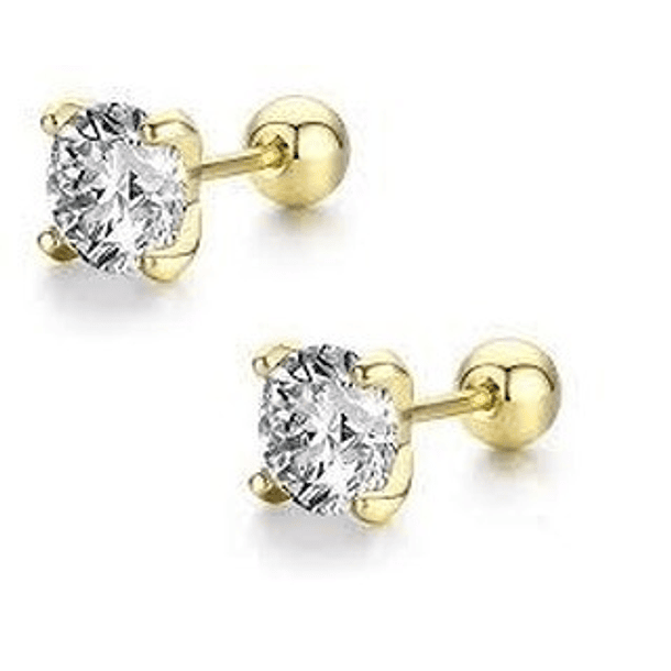 Par de broqueles con Moissanitas oro Amarillo 18k 