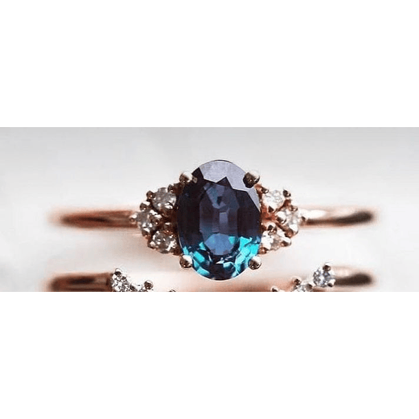 Anillo oro Amarillo 14k-Amatista Oval 9x7-6 Moissanitas-2mm 