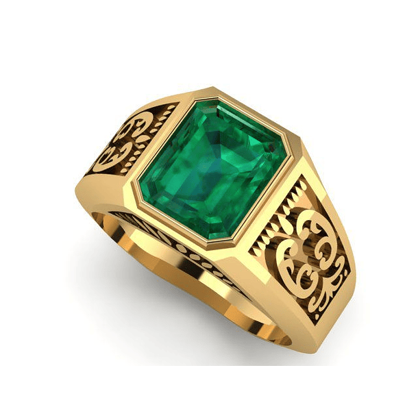 Anillo en talla 10 en oro amarillo de 18k con una esmeralda octagono 9.4x7.7x5.6mm  