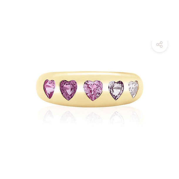 Anillo en plata ley 925 con moissanitas corte corazón de 3mmm en talla 7 