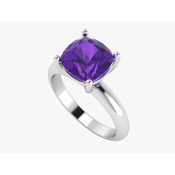 Anillo solitario en oro amarillo de 10k con opalo corte cojín de 8x8mm 