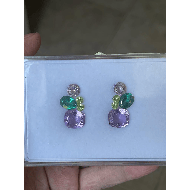 Set Gardens & Flowers, incluye: Ametrino, Topacio Verde, Peridoto, Amatista rosa de Francia  