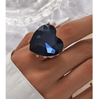 Anillo en plata con un ojo de tigre de 3cm corte corazón en talla 6 1