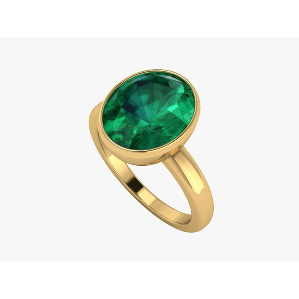 Anillo en oro amarillo de 14k con fluorita y moissanitas en talla 7 1/4. 