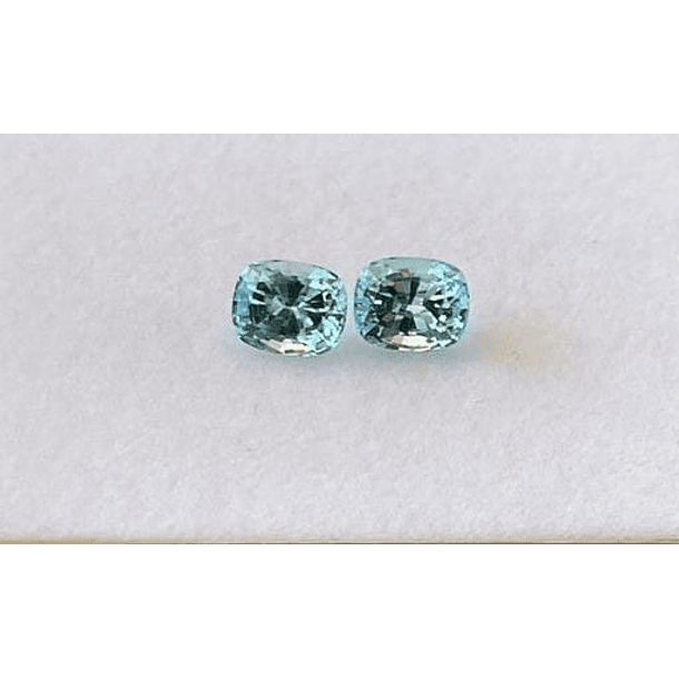 Par de Topacios azules-8.80ct-10x8mm-c/step long cushion destello-AAA 
