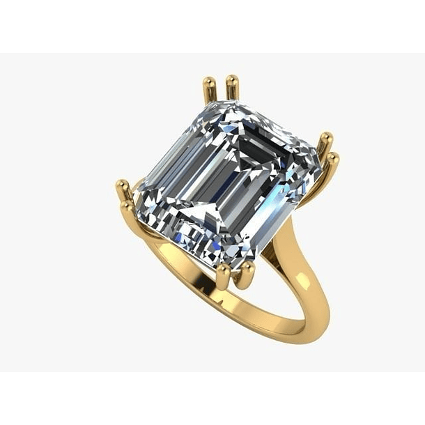 Anillo solitario en oro amarillo de 10k, con moissanita corte octágono de 9x7mm talla 6.5 