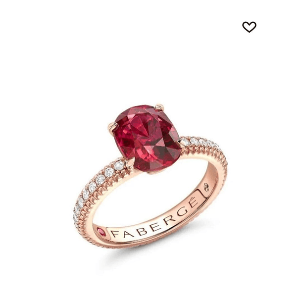 Anillo en oro rosa de 18k con rubí y diamante natural, talla 7 