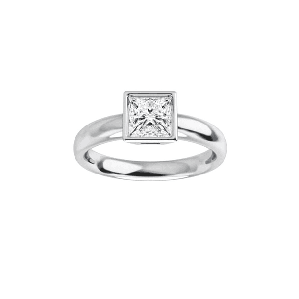 Anillo a bisel en oro amarillo de 10k y ópalo corte assher talla 6 3/4. 