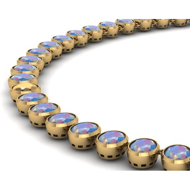 Collar de ópalos corte oval de 10x8mm en plata ley 925 con baño de oro amarillo 