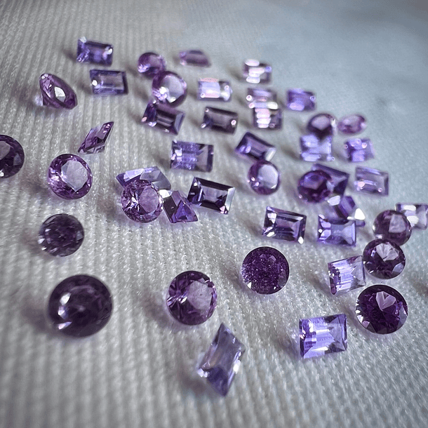 Lote de 6 Zafiros rosa púrpura-3mm 