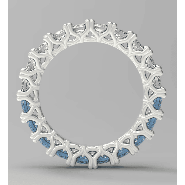 Anillo churumbela en oro balnco de 14k talla 6 con 17 topacios Suizos corte esmeralda 0.265 4x3mm  