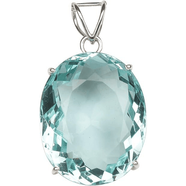 Dije solitario en oro blanco de 14k con aguamarina corte octágono de 11.69x8.51x5.66mm 