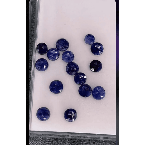 Par de zafiros azules rosa redondo 