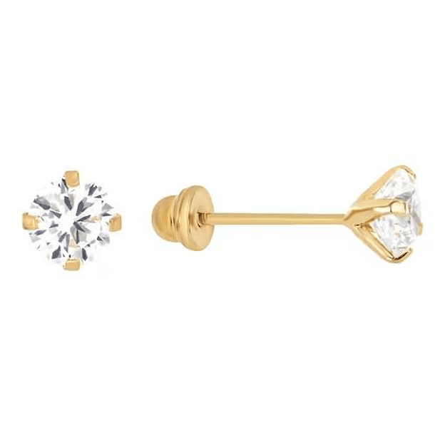 Broqueles con tanzanitas corte redondo en oro amarillo de 14k  