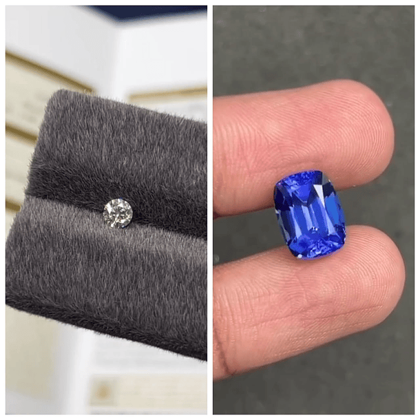 Lote de gemas  1 tanzanita  1 diamante natural  1lote de zafiros de colores, 1 esmeralda, 1 rubí.  1.5ct de diamantes naturales 