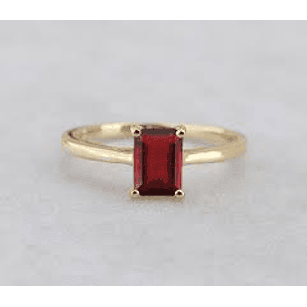 Anillo en plata ley 925 con granate rojo corte octágono de 11.8x10x6mm talla 11  