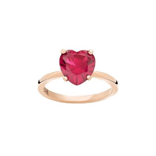 Anillo solitario con Rubí corazón en oro rosa 10k. Talla 6 