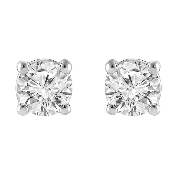 Broqueles, oro blanco de 18K con rubí corte redondo de 6.6x5mm 