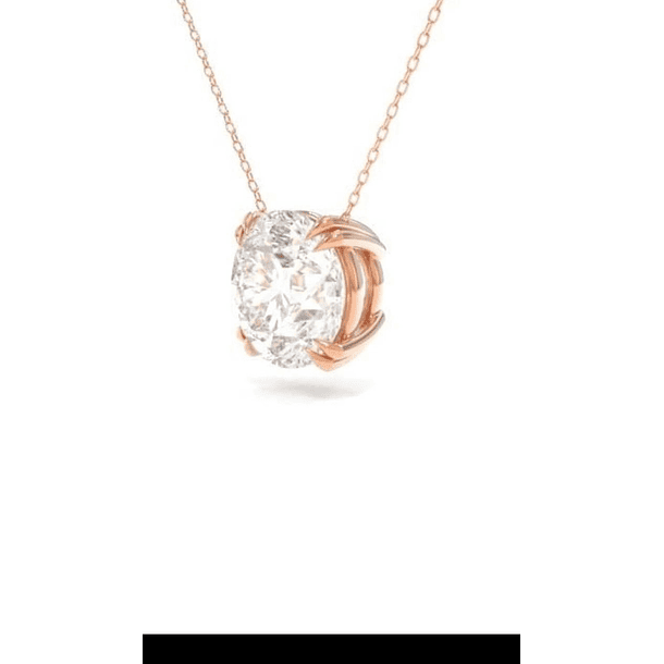  Dije solitario sin cadena con diamante de laboratorio de 6.38x6.42x3.96mm en oro amarillo de 14k 