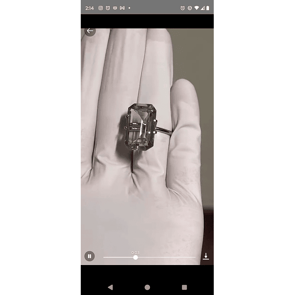 Anillo solitario en talla 6 oro blanco 14k con amatista verde corte octágono 19.6x13.4mm  