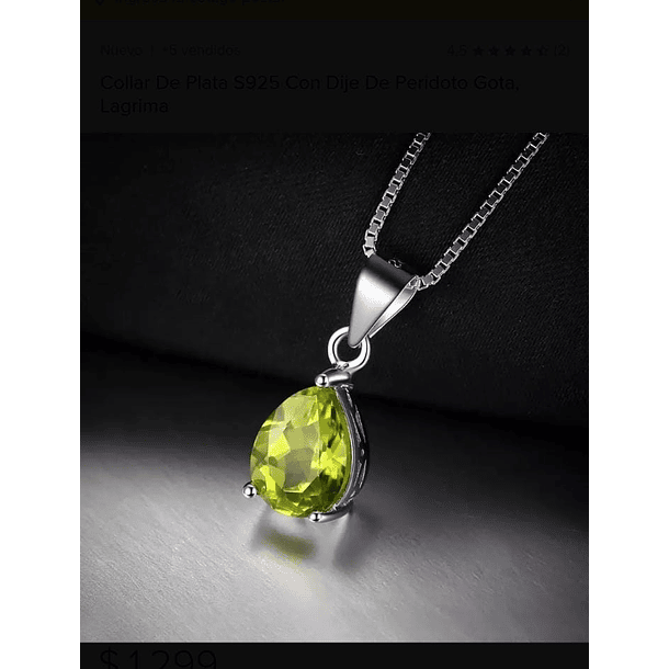 Dije solitario con peridoto en oro amarillo de 14k con moissanita incrustada  