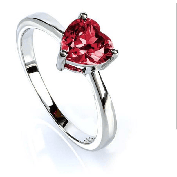 Anillo en oro rosa de 14k con rubí corte corazón  código 