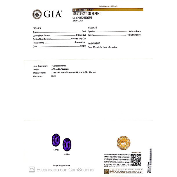 Par De Amatistas certificadas por GIA-6.39-6.75ct-13.88x10.04x8.01-14.18x10.09x8.04mm  4