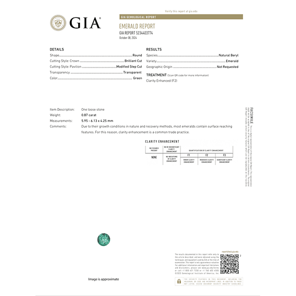 Esmeralda de Zambia GIA-0.870ct-5.8x5.6x4mm 4