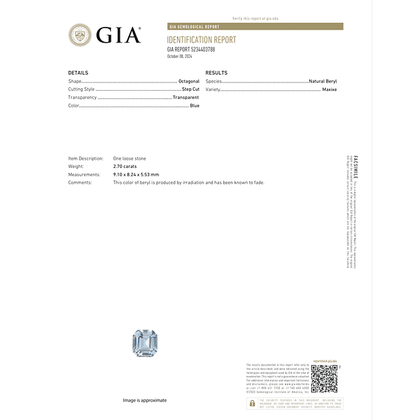 Aguamarina GIA-2.70ct-9.07x8.24x5.52mm 5