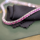 Pulsera en oro blanco de 14k con zafiro rosa  2