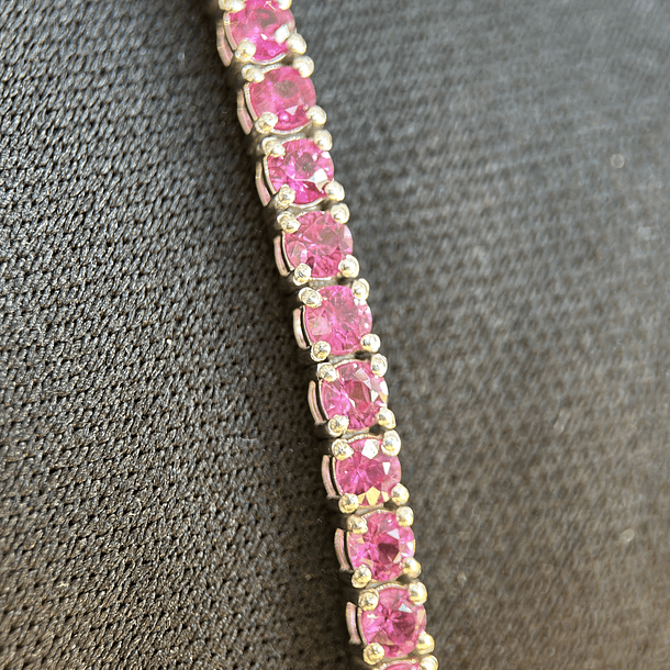 Pulsera en oro blanco de 14k con zafiro rosa  3