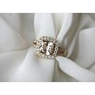 Anillo con morganita y diamante natural en oro rosa de 14k  1