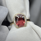 Anillo con Turmalina y diamante natural en oro amarillo de 14k 1