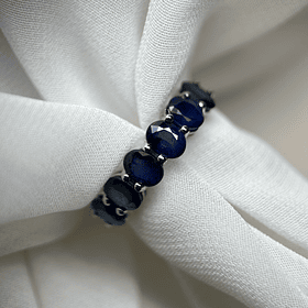 Media churumbella con zafiros en oro blanco de 14k 